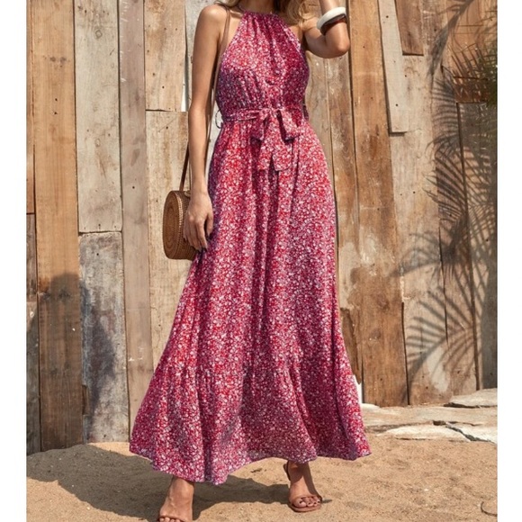 Boho floral print halter maxi dress - Picture 4 of 6